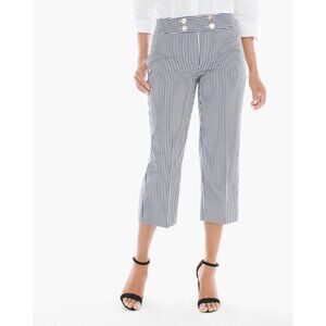 Chicos Sailor Stripe Hardware Crop Pants Women 1 Blue White Nautical Career Chic